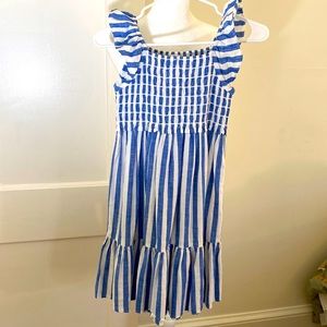 Crewcuts blue & white smocked dress size 8